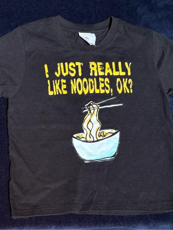 unbranded Other - Black Graphic Tee "I Just Really Like Noodles, Ok?" - Size 7-8 - New No Tags